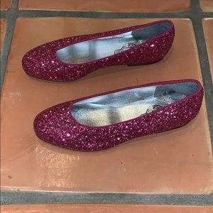 Vintage Girls’ Pink Glitter Flat Dress Shoes Sz 2